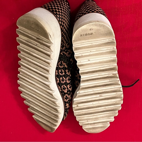 Zara Braided Leather Brown & Black Leather Bluchers Contrasting White Lo… - Picture 7 of 8